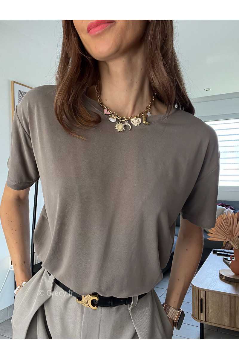 t-shirt basique taupe qualité chic grecy mode ootd tenue outfit look automne 2024