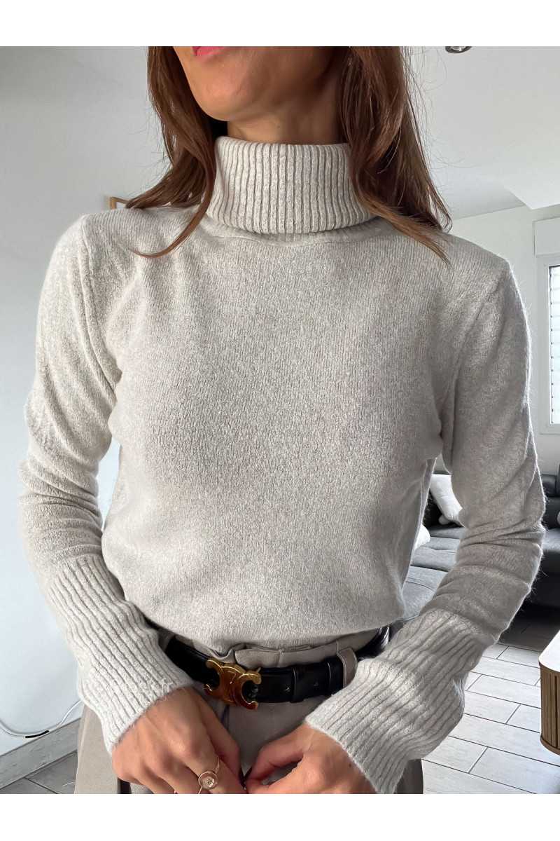 pull col roulé montant beige doux qualité chic grecy mode ootd tenue outfit look automne 2024