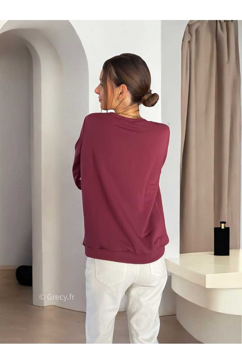Sweat bordeaux New York automne hiver mode grecy tendance look