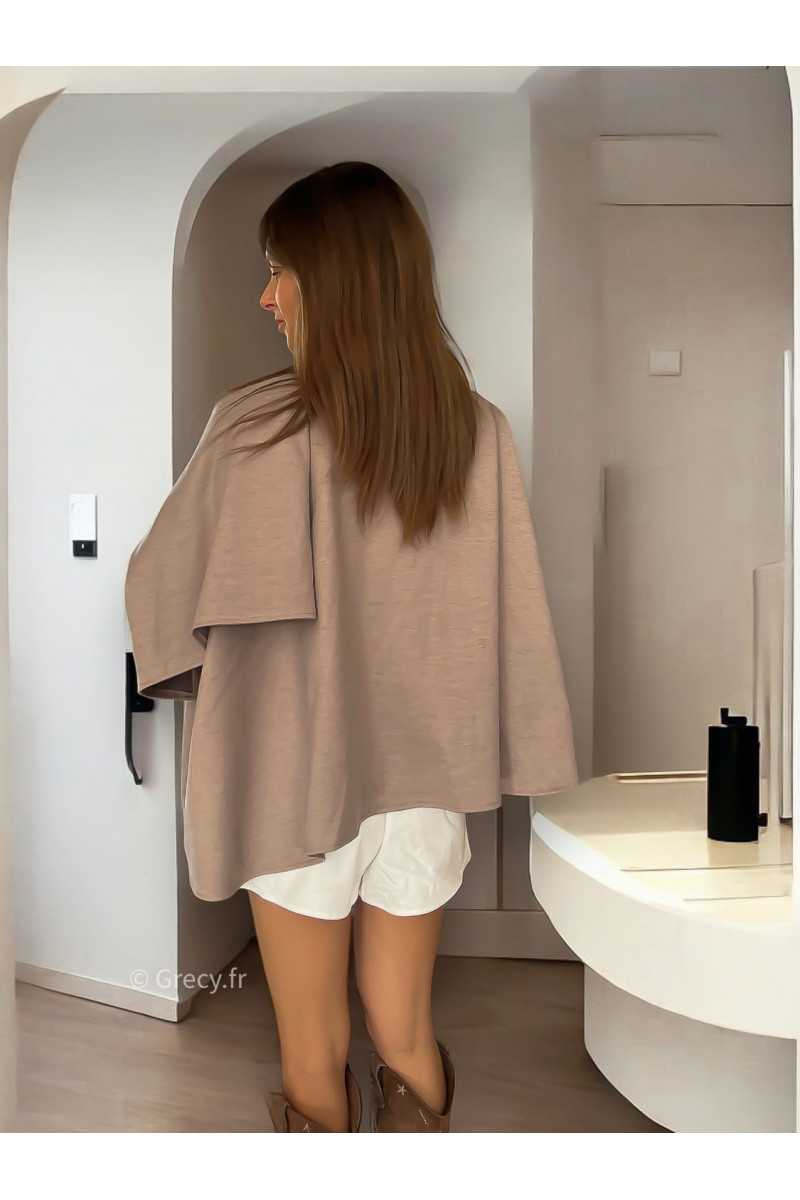 poncho taupe tendance mode grecy look automne hiver 2024