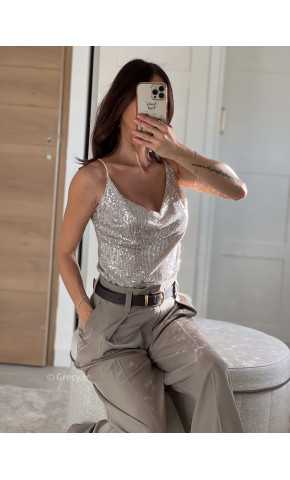 débardeur sequins beige champagne pailleté noël fêtes mode tendance look grecy hiver