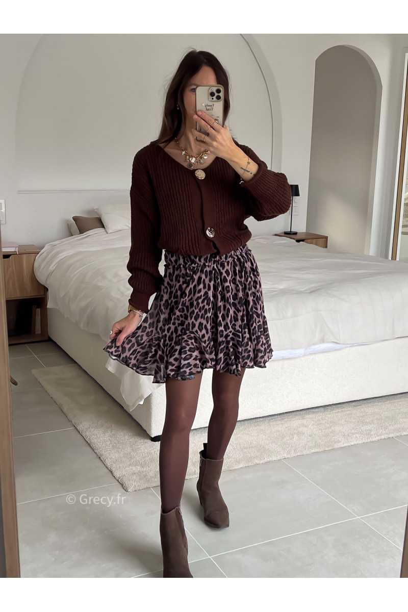 jupe leopard courte fluide élastique mode tendance look grecy