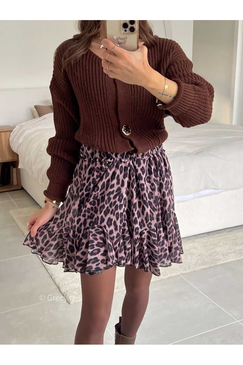 jupe leopard courte fluide élastique mode tendance look grecy