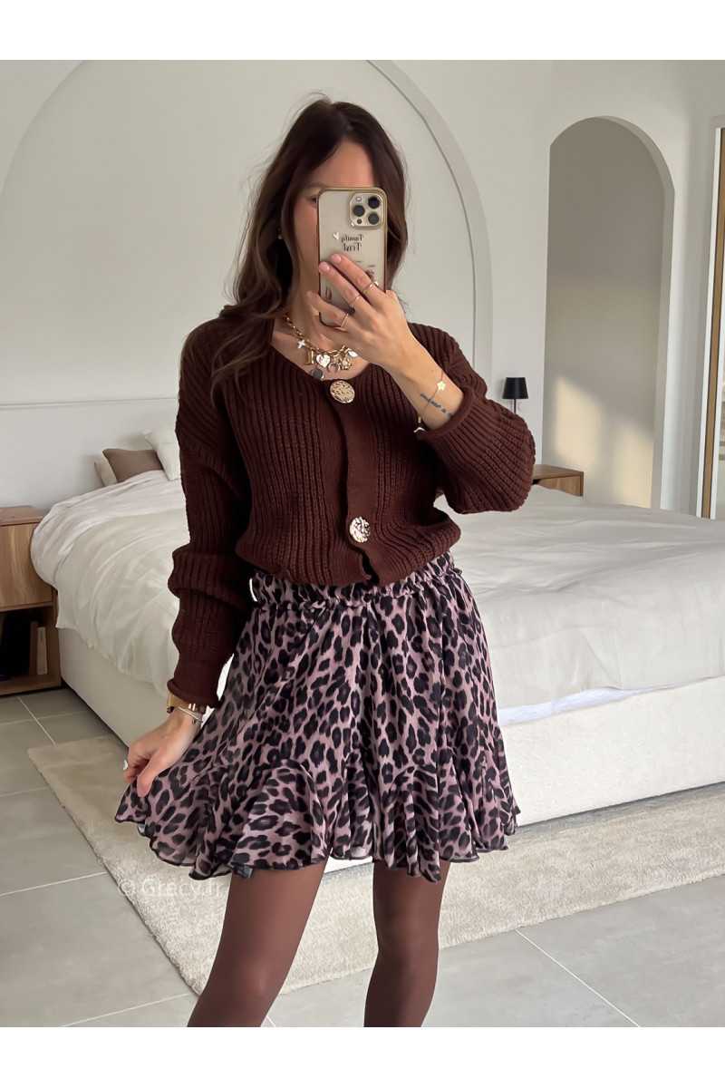 jupe leopard courte fluide élastique mode tendance look grecy