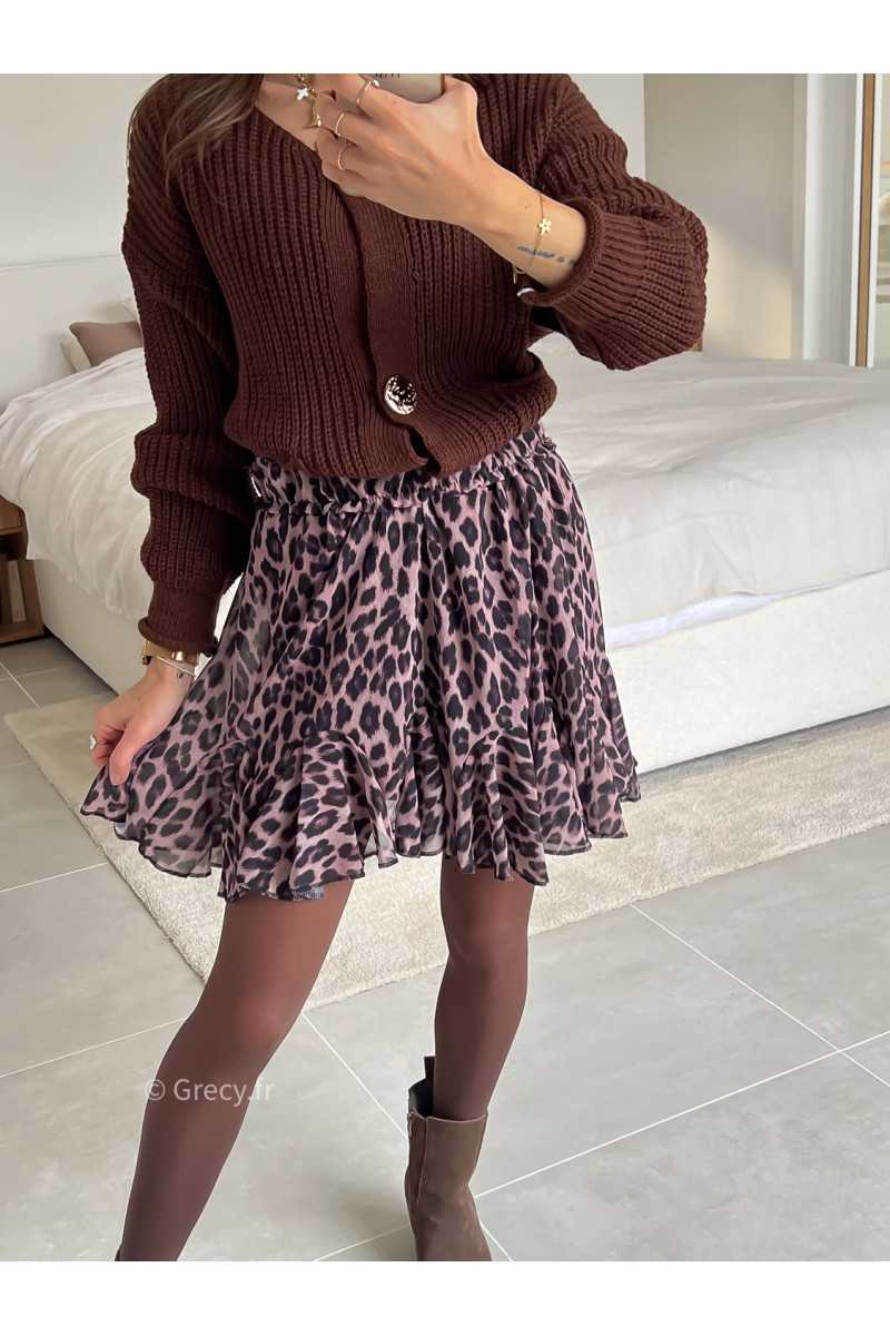 jupe leopard courte fluide élastique mode tendance look grecy