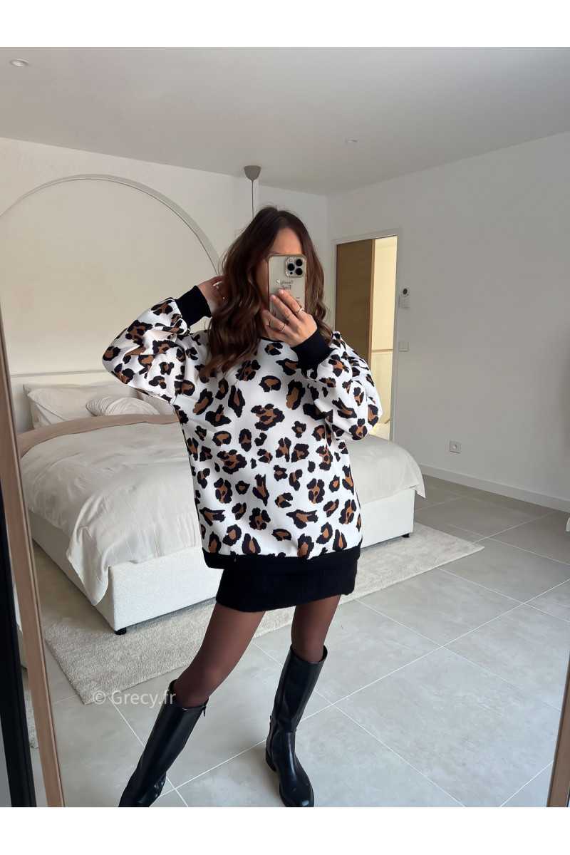 sweat leopard molletonné chaud oversize hiver mode tendance 2025 grecy