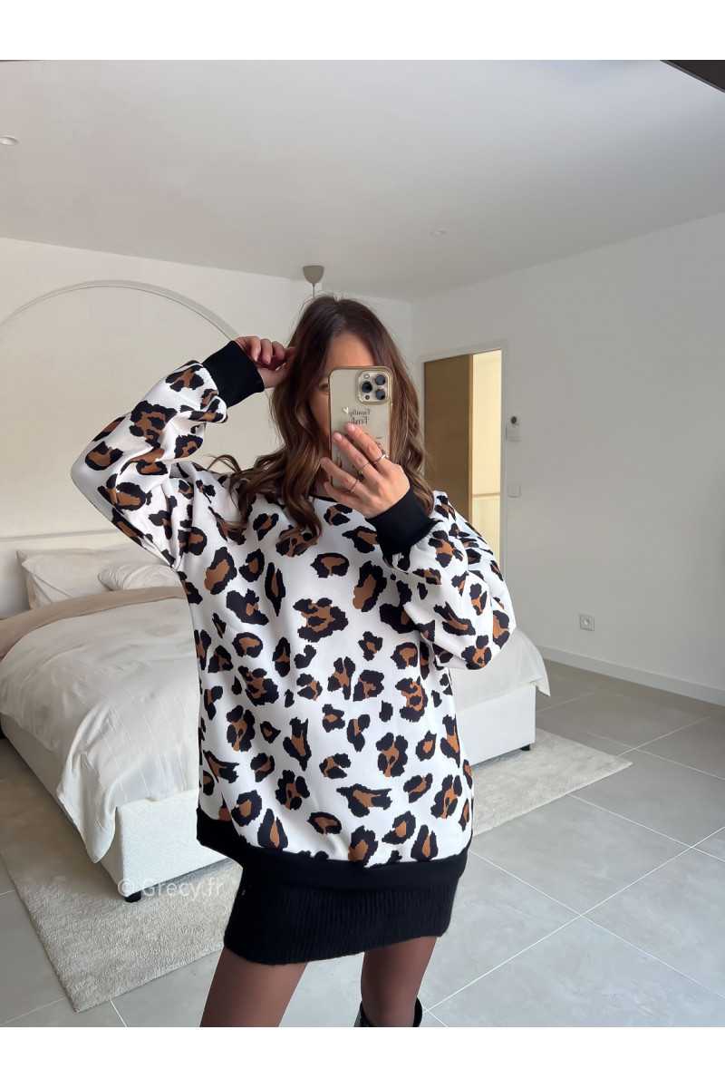 sweat leopard molletonné chaud oversize hiver mode tendance 2025 grecy