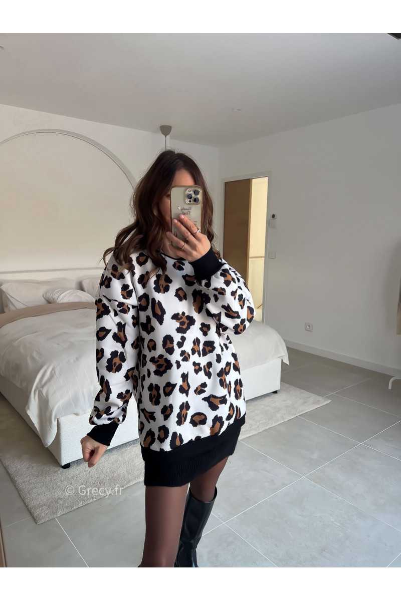 sweat leopard molletonné chaud oversize hiver mode tendance 2025 grecy
