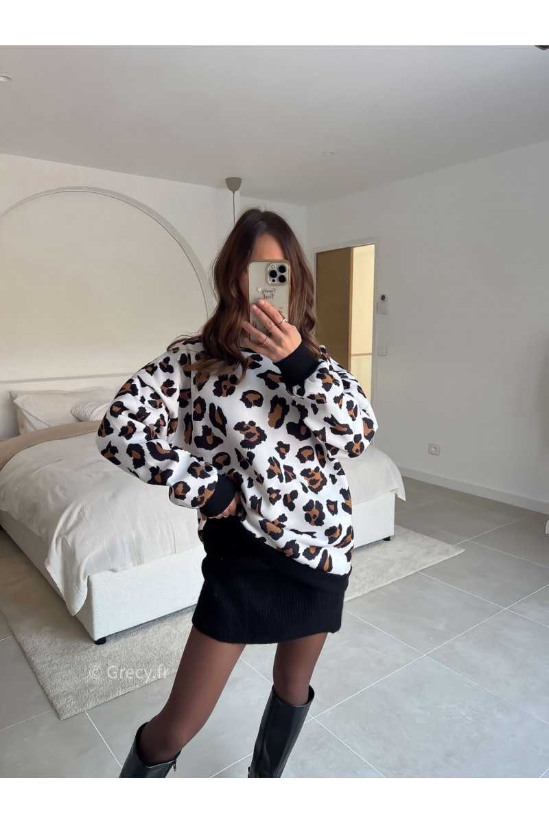 sweat leopard molletonné chaud oversize hiver mode tendance 2025 grecy