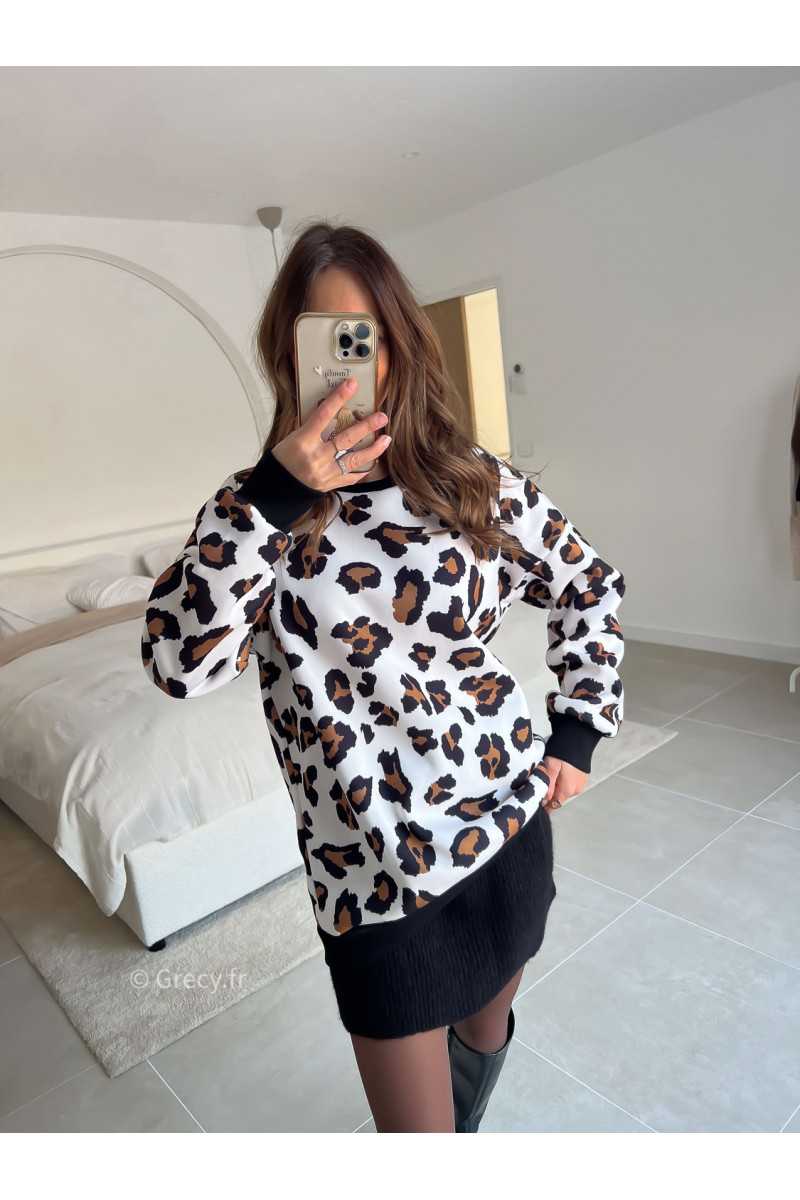 sweat leopard molletonné chaud oversize hiver mode tendance 2025 grecy