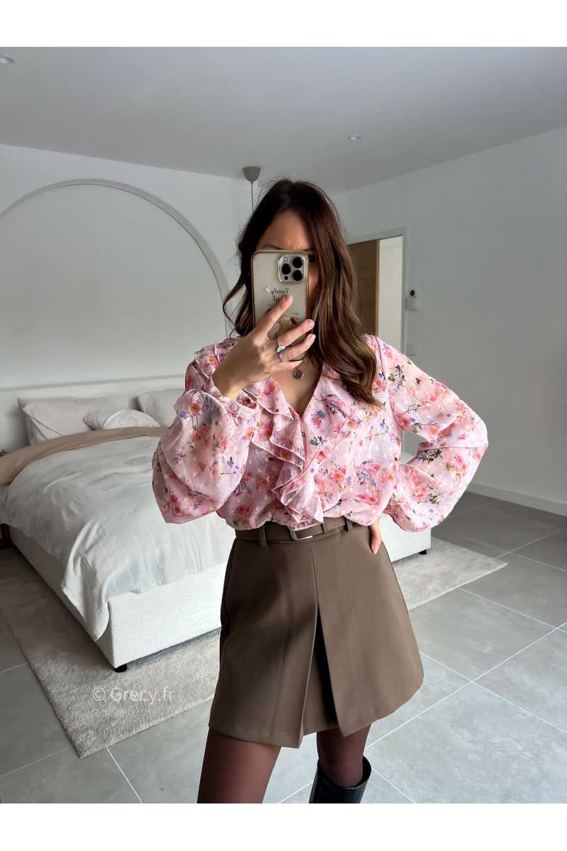 blouse rose fleurie légère volants fluide printemps mode tendance 2025 grecy