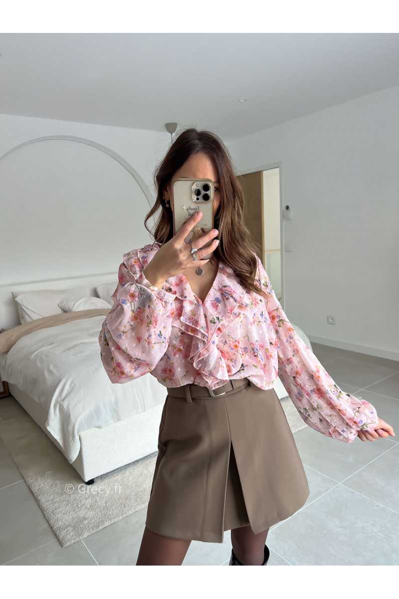 blouse rose fleurie légère volants fluide printemps mode tendance 2025 grecy