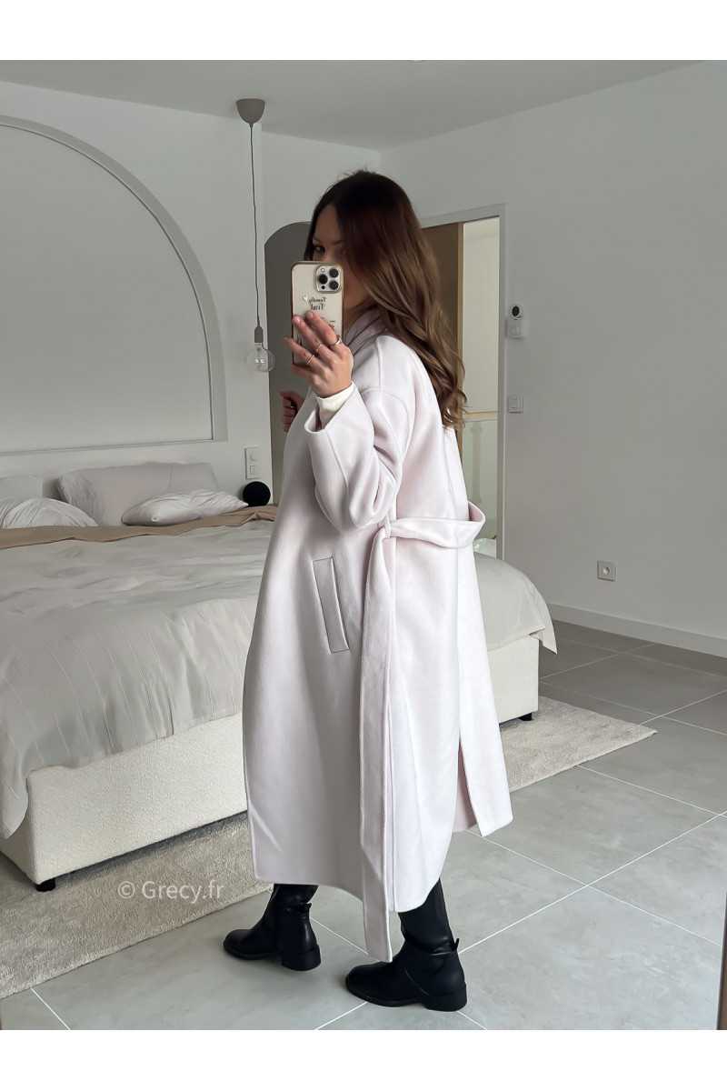 Manteau beige 100% laine avec ceinture printemps mode tendance 2025 grecy