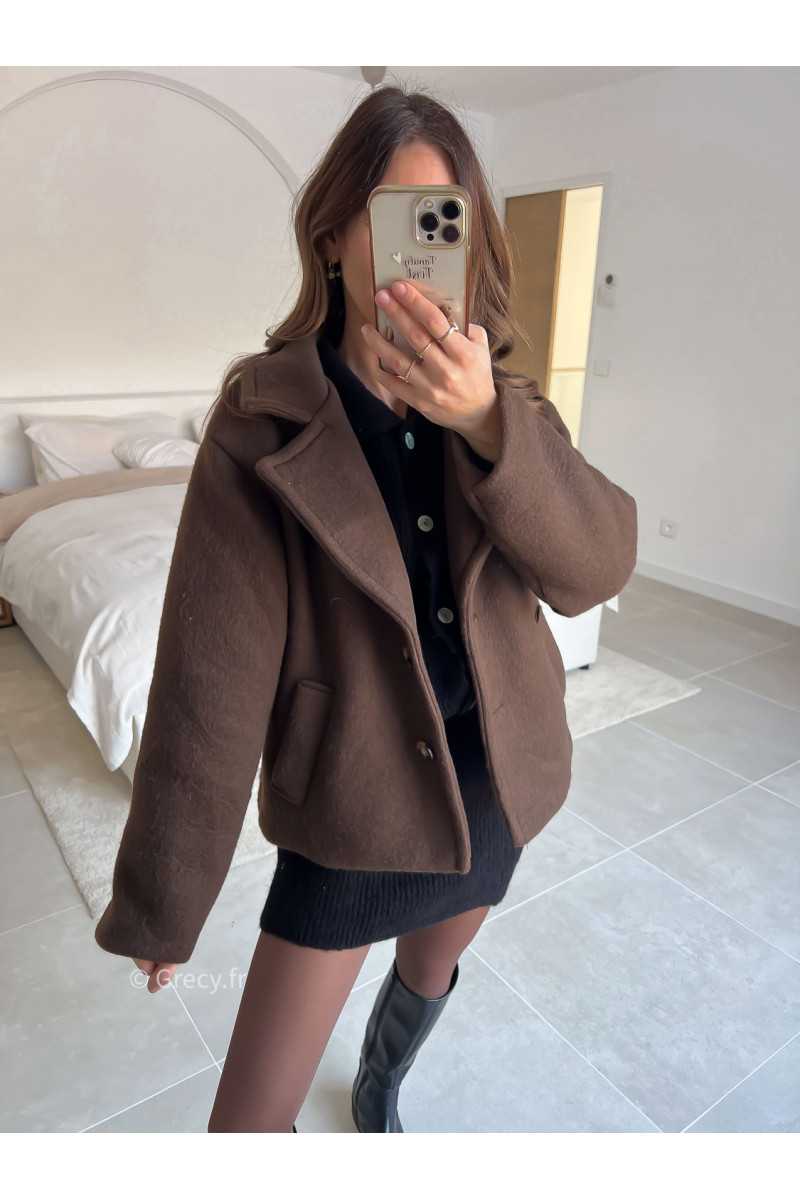 Veste marron laine courte printemps mode tendance 2025 grecy