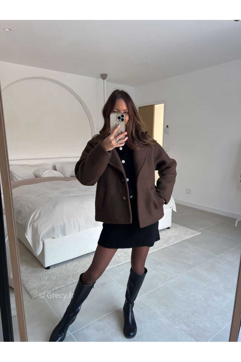 Veste marron laine courte printemps mode tendance 2025 grecy