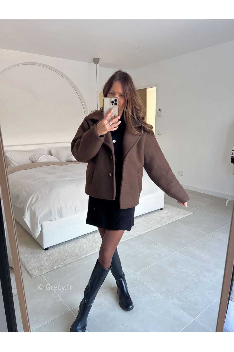 Veste marron laine courte printemps mode tendance 2025 grecy