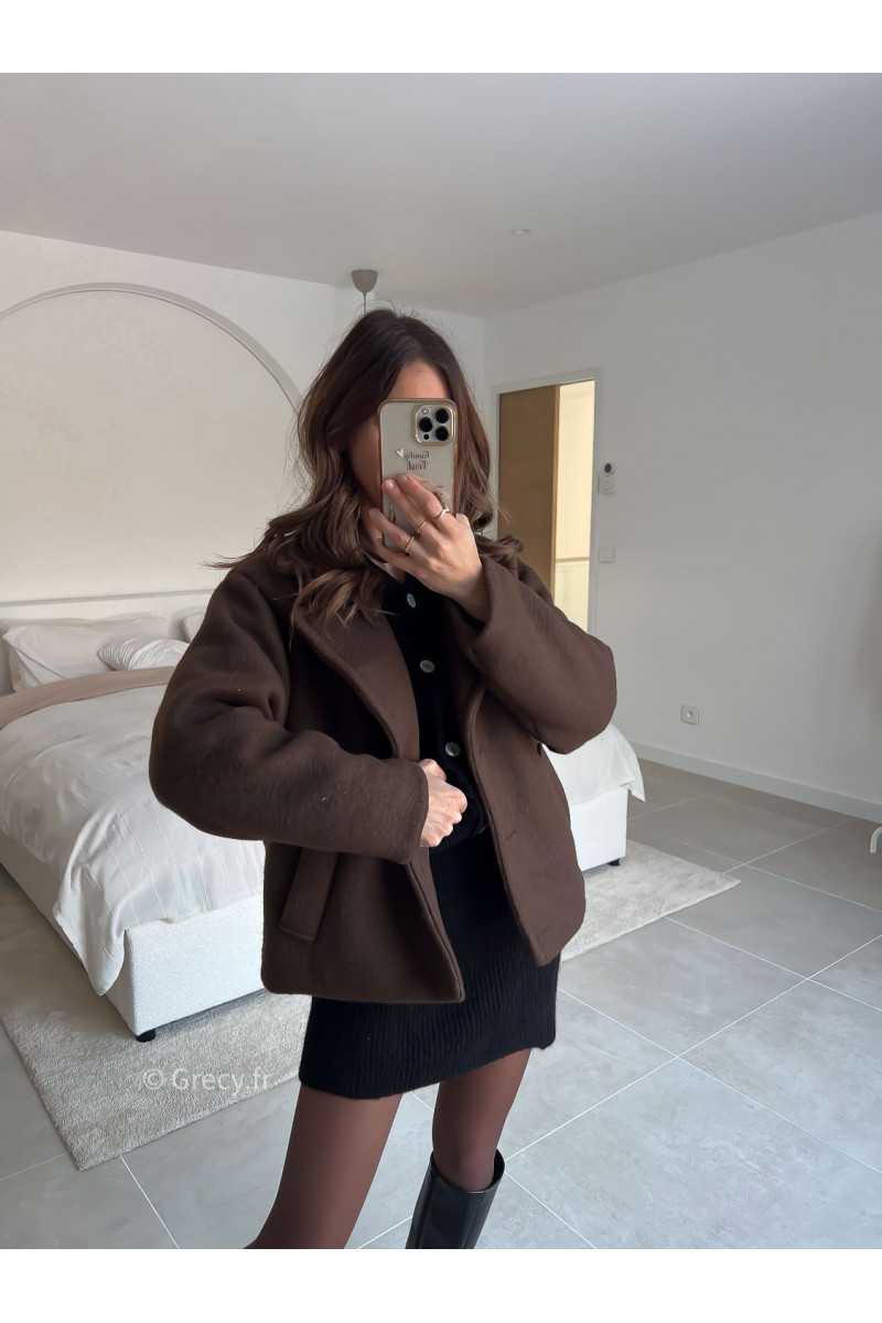 Veste marron laine courte printemps mode tendance 2025 grecy