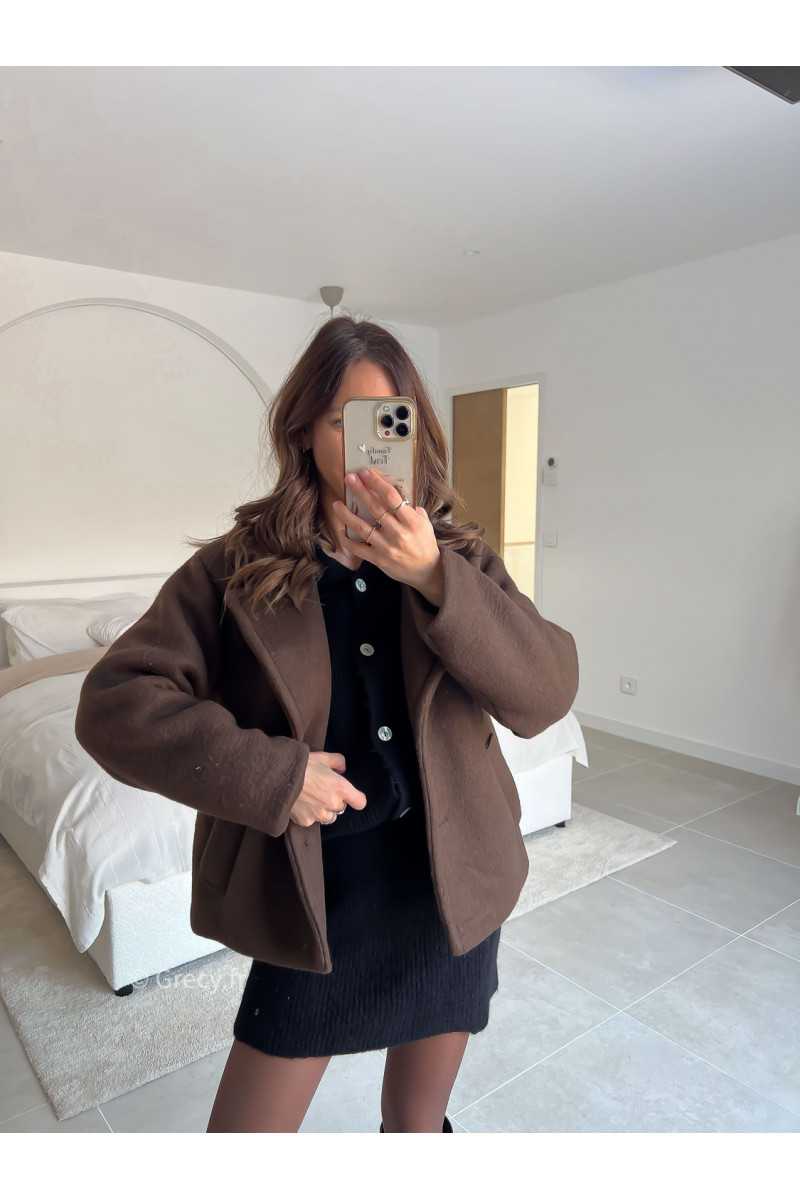 Veste marron laine courte printemps mode tendance 2025 grecy