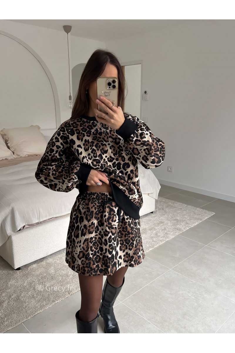 Ensemble leopard jupe sweat look ootd outfit mode tendance grecy