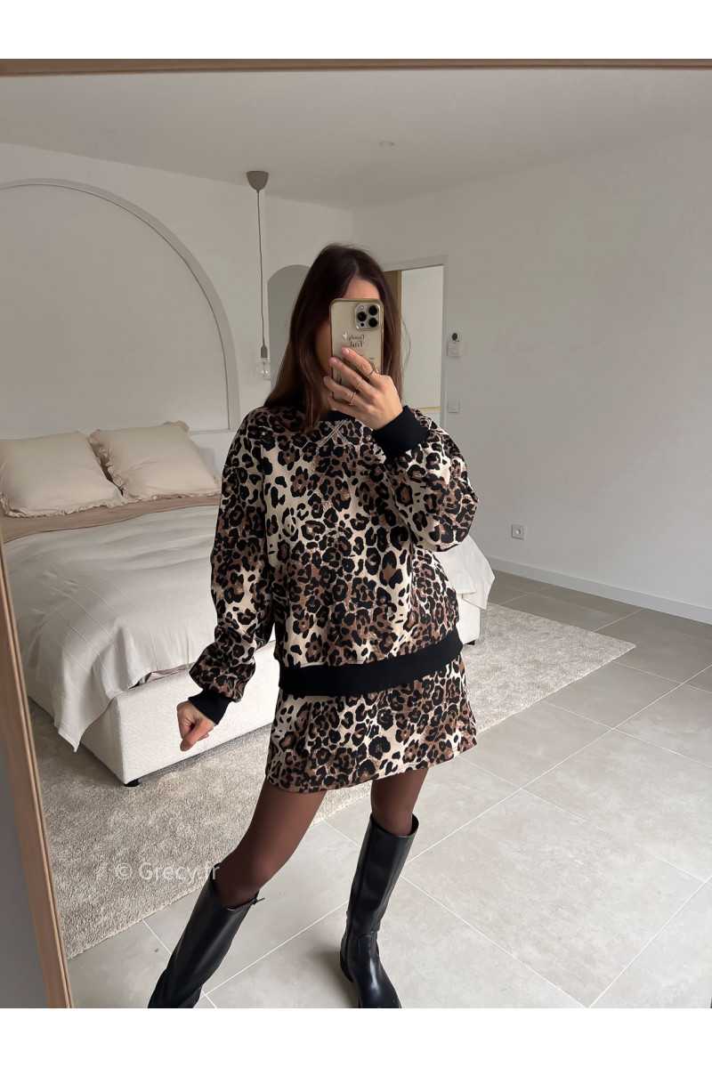 Ensemble leopard jupe sweat look ootd outfit mode tendance grecy