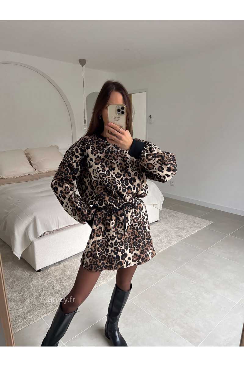 Ensemble leopard jupe sweat look ootd outfit mode tendance grecy