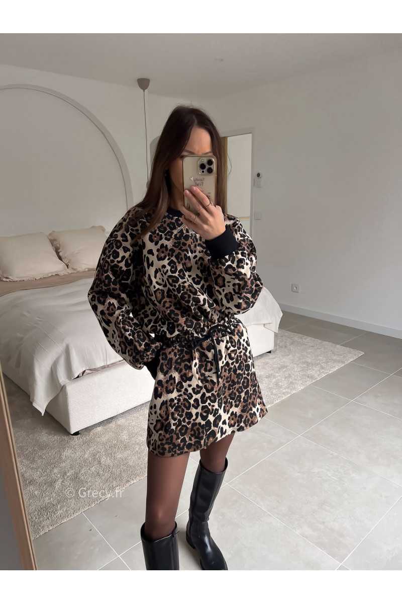 Ensemble leopard jupe sweat look ootd outfit mode tendance grecy
