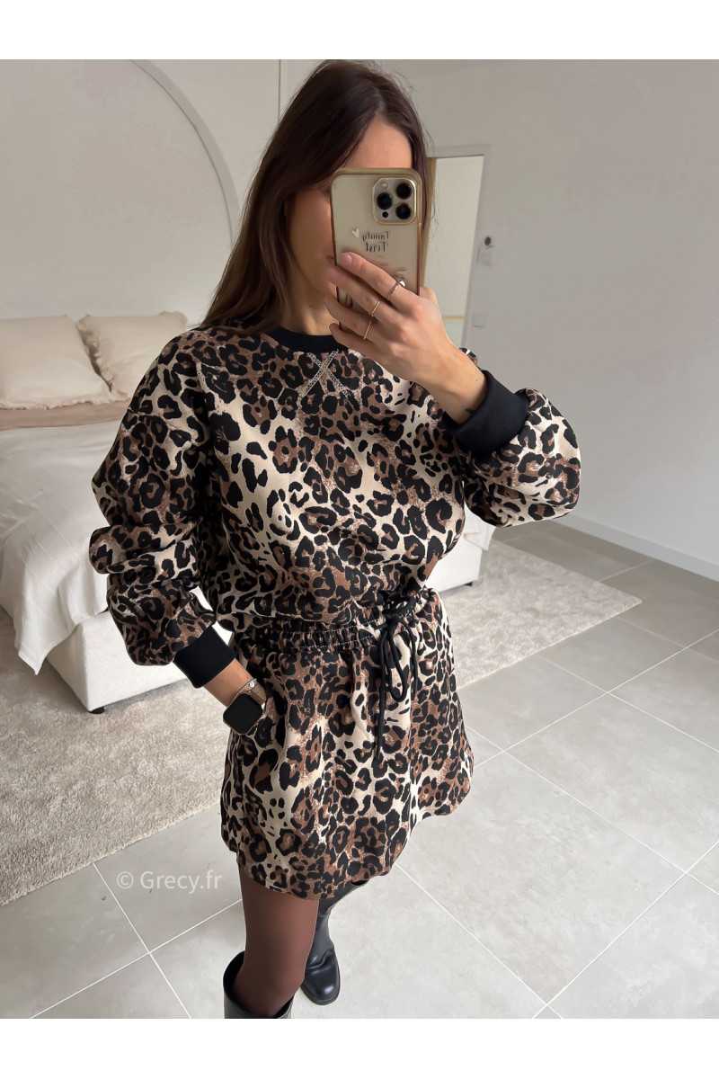 Ensemble leopard jupe sweat look ootd outfit mode tendance grecy