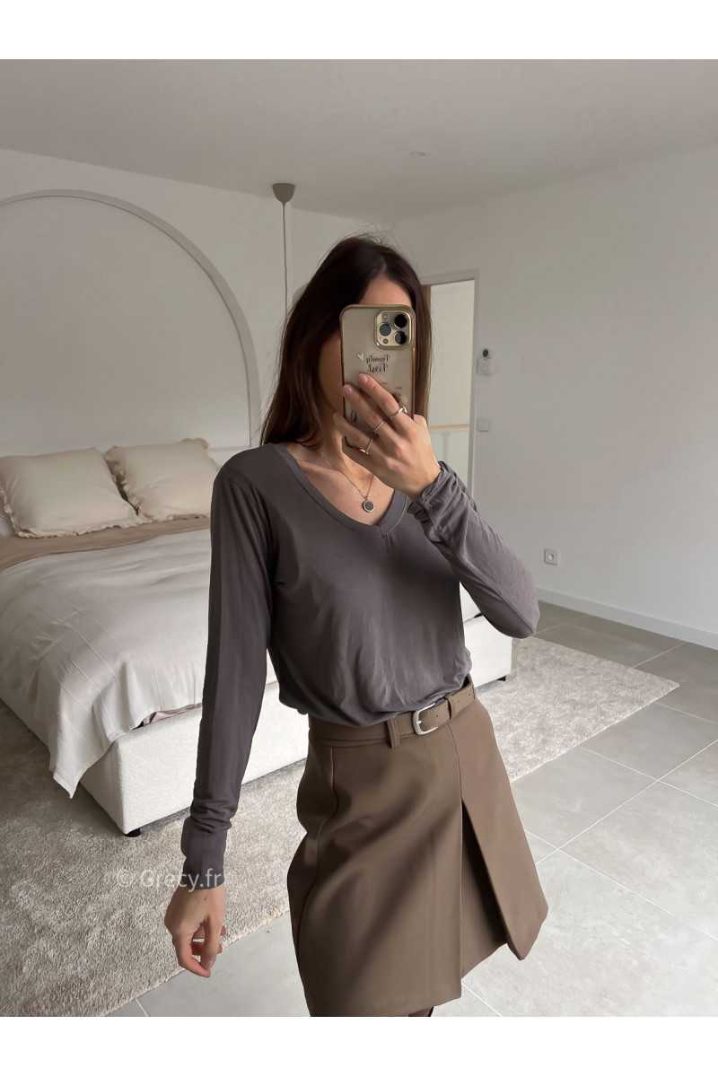 Sous pull cachemire marron look ootd outfit mode tendance grecy