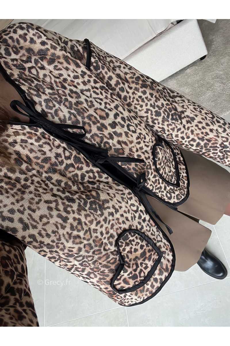 Veste matelassée leopard poches coeurs manches longues look ootd outfit mode tendance grecy