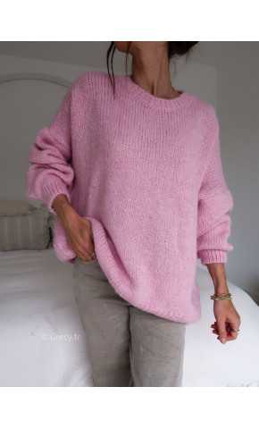 pull oversize mohair rose mode tendance grecy look