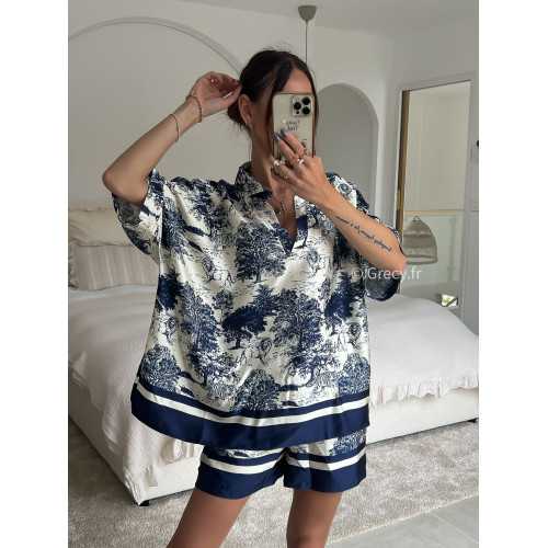 Blouse soie toile de jouy