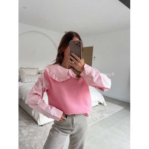 Pull alpaga sans manches rose mode tenue look intemporel grecy e-shop