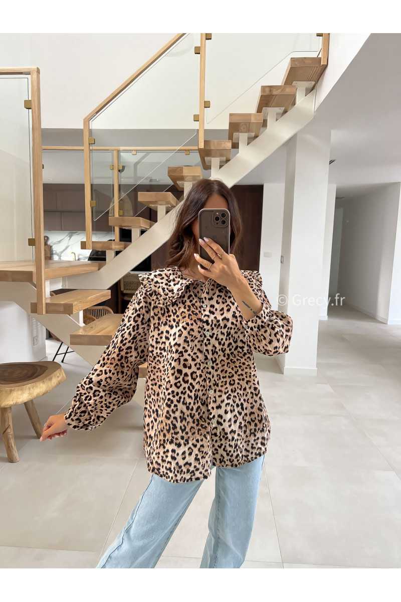Chemise leopard col claudine grecy mode tendance printemps été 2025 look intemporel