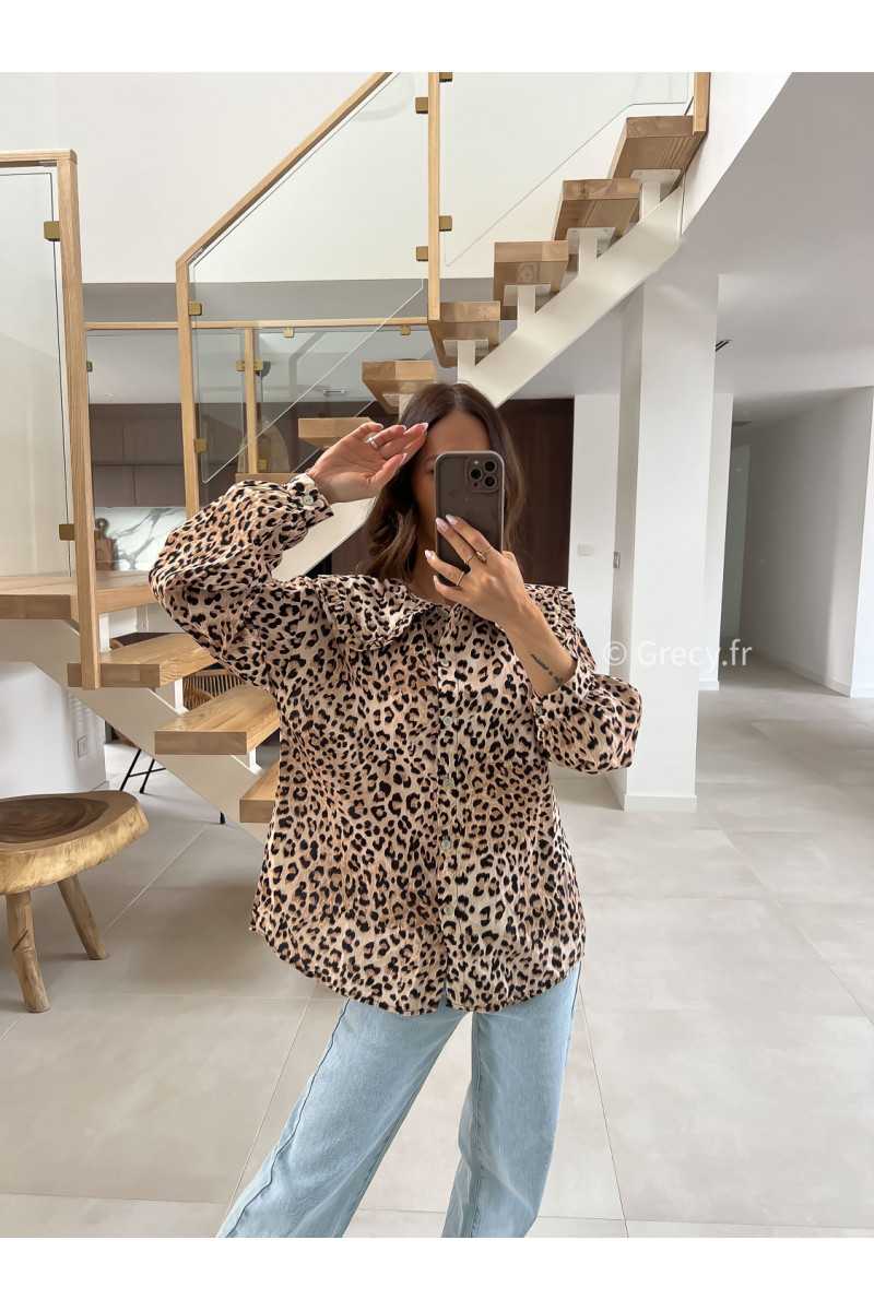 Chemise leopard col claudine grecy mode tendance printemps été 2025 look intemporel