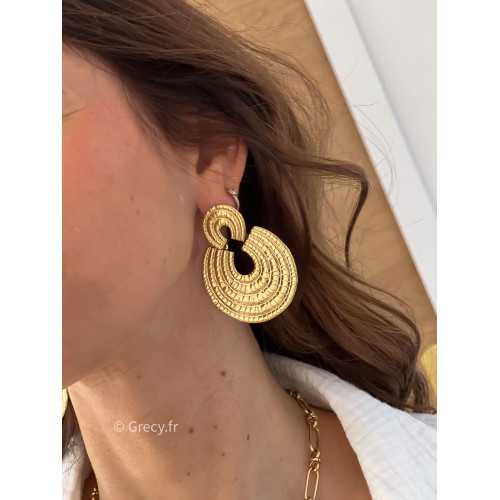 boucles d'oreilles bohème acier inoxydable doré or