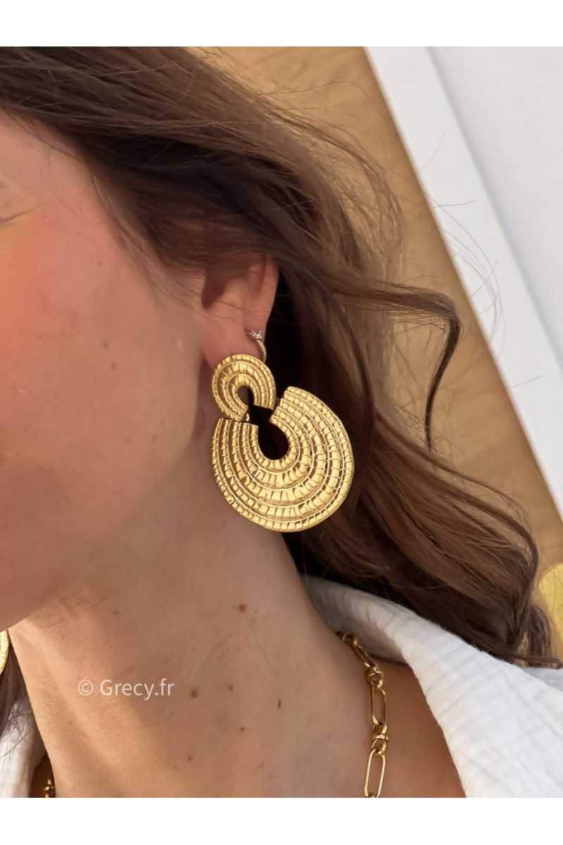 boucles d'oreilles bohème acier inoxydable doré or