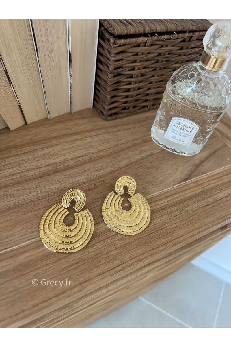 boucles d'oreilles bohème acier inoxydable doré or