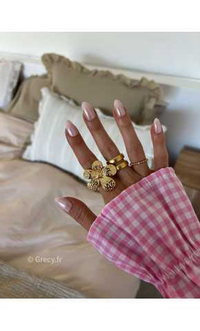 bague fleur dorée or acier inoxydable bijoux grecy