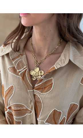 Collier fleur acier inoxydable charms bijoux grecy