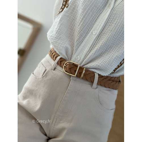 Ceinture tressée beige marron grecy accessoire tenue look