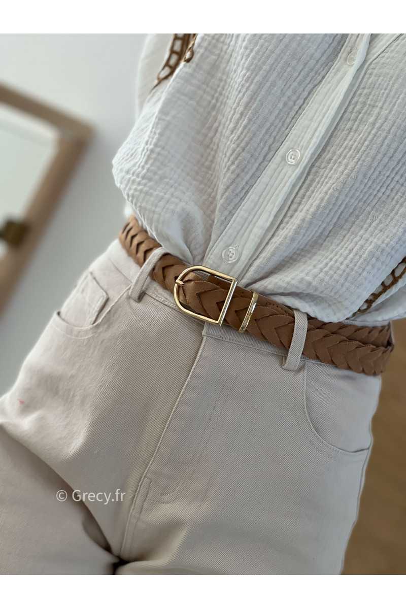 Ceinture tressée beige marron grecy accessoire tenue look