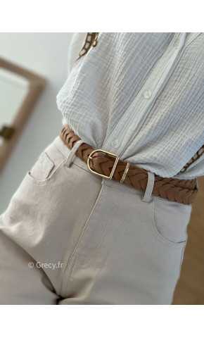 Ceinture tressée beige marron grecy accessoire tenue look