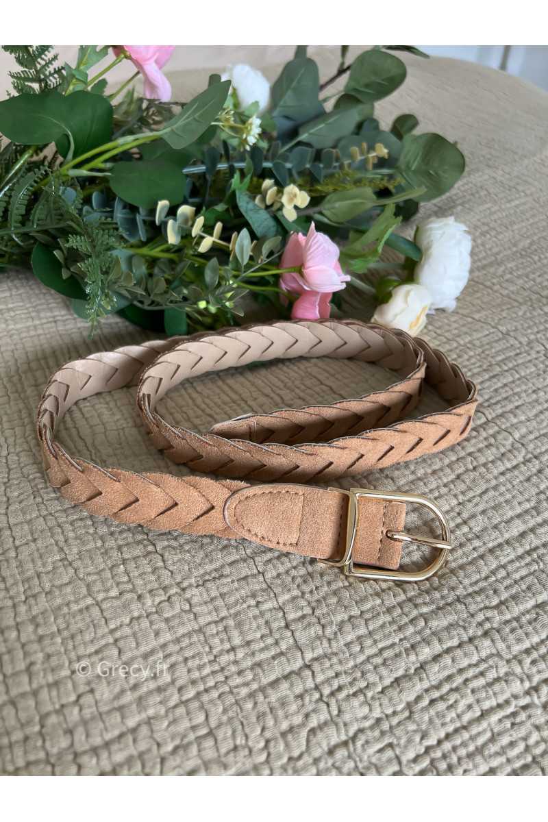Ceinture tressée beige marron grecy accessoire tenue look
