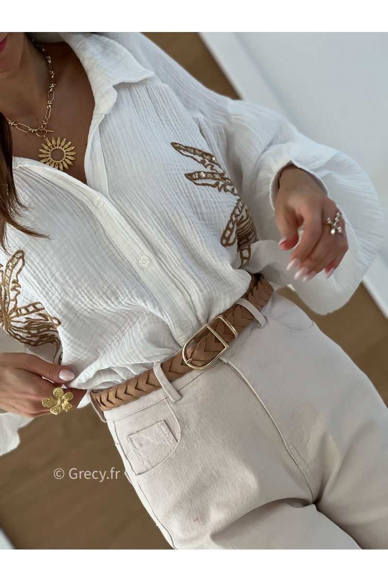 Ceinture tressée beige marron grecy accessoire tenue look