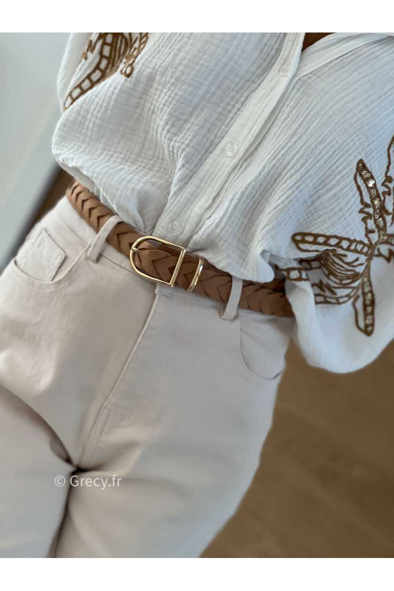Ceinture tressée beige marron grecy accessoire tenue look