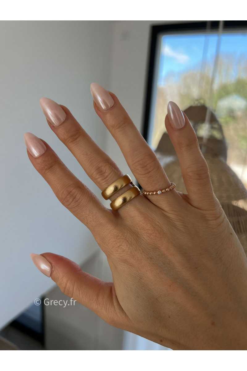 bague double rang acier inoxydable or doré bijoux grecy