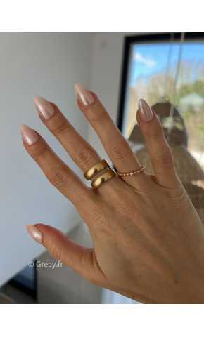 bague double rang acier inoxydable or doré bijoux grecy