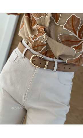Ceinture beige boucle dorée accessoire grecy