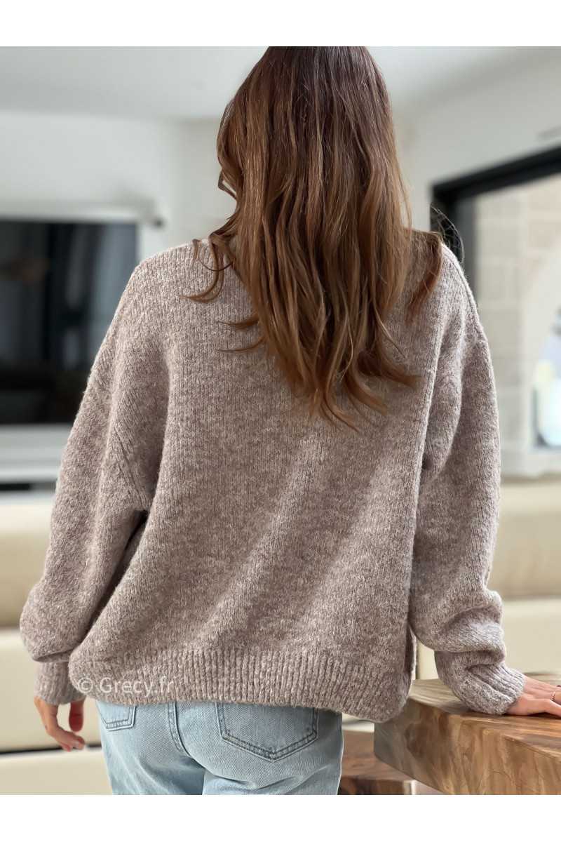 gilet laine taupe chiné boutons mode tendance look ootd grecy
