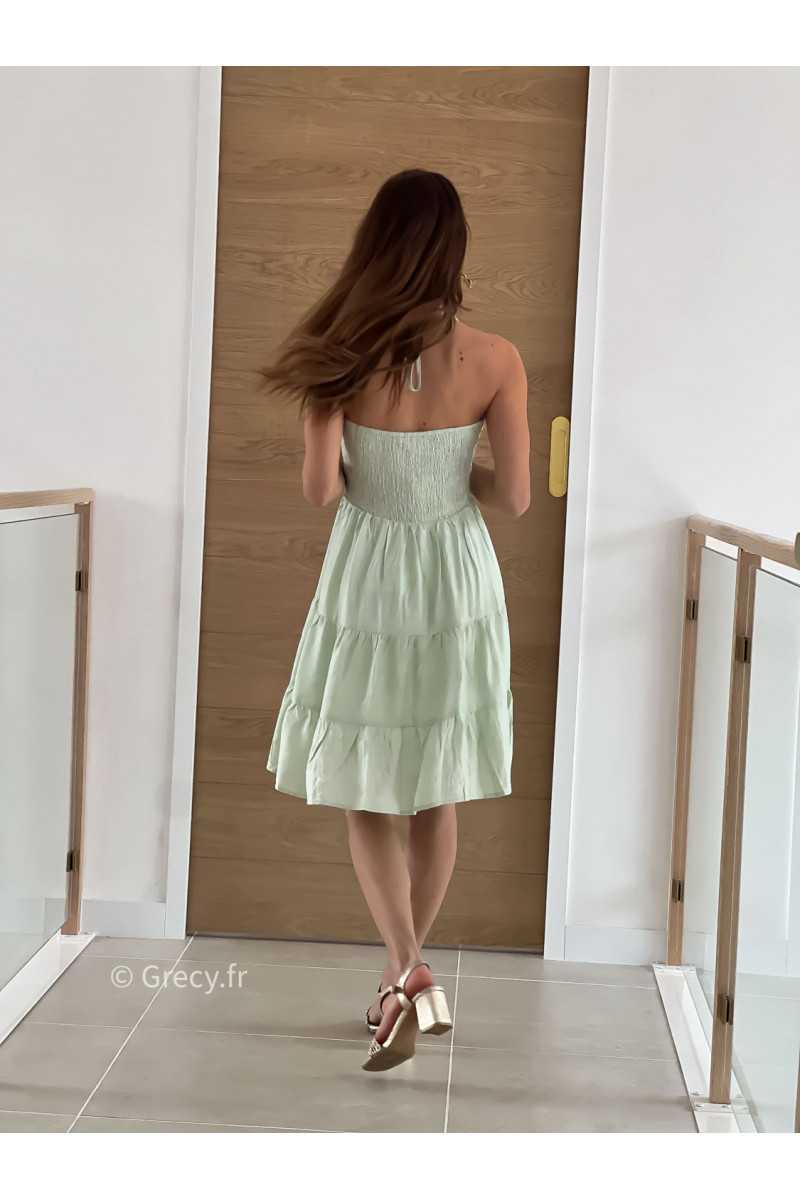 Robe fluide verte clair cérémonie mariage grecy mode look printemps été 2025